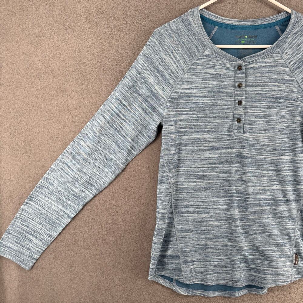 Exofficio Inset Shield Long Sleeve Base Layer Shirt Womens M Blue Outdoor Hiking - Picture 3 of 15